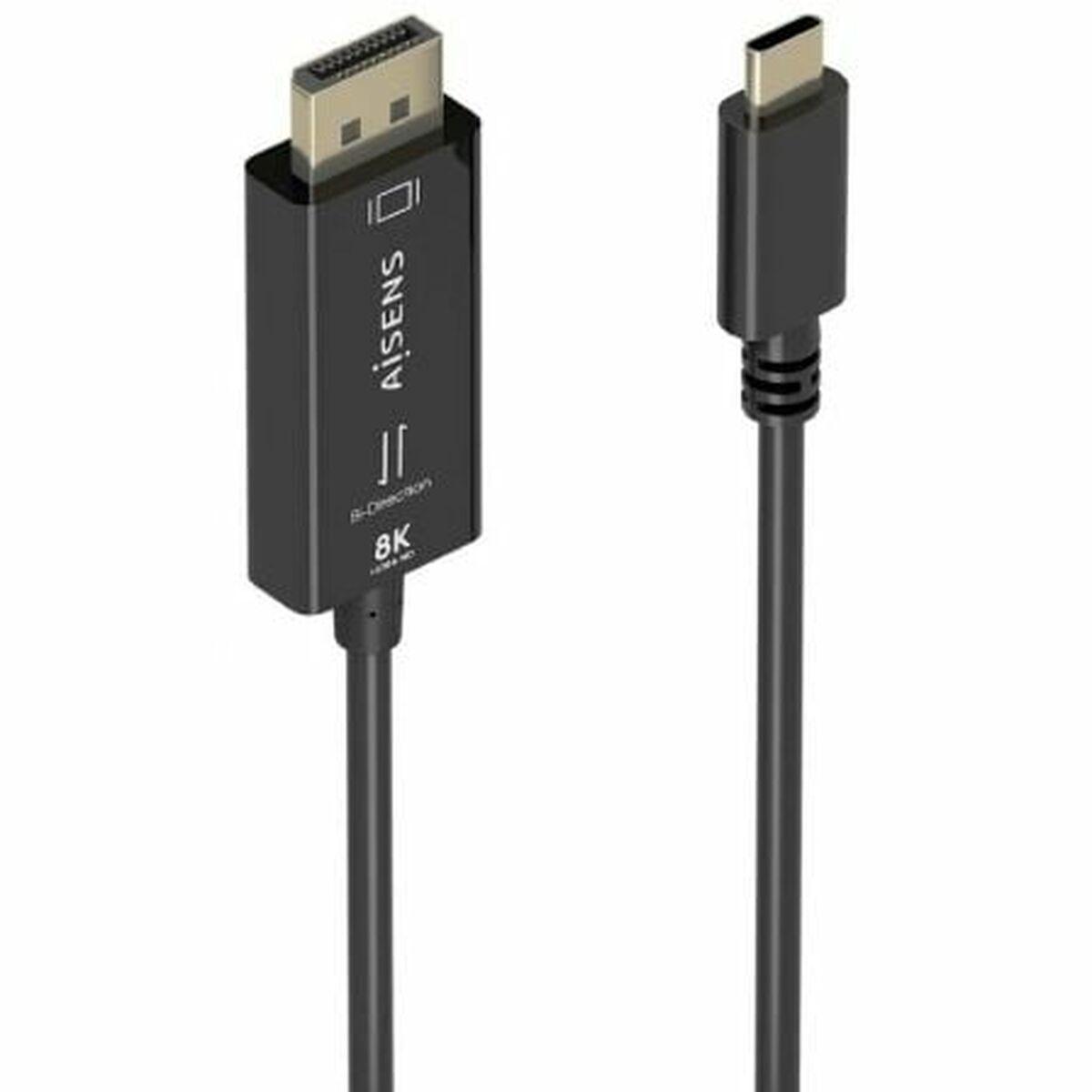 Aisens Usb- Til Displayport Kabel Sort