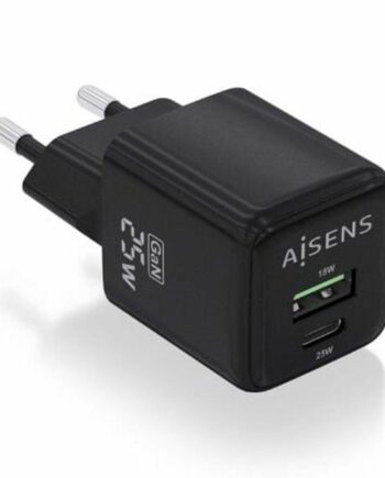 Aisens Vægoplader 25    Usb-    Usb  Sort  Asch-25w2p015-bk