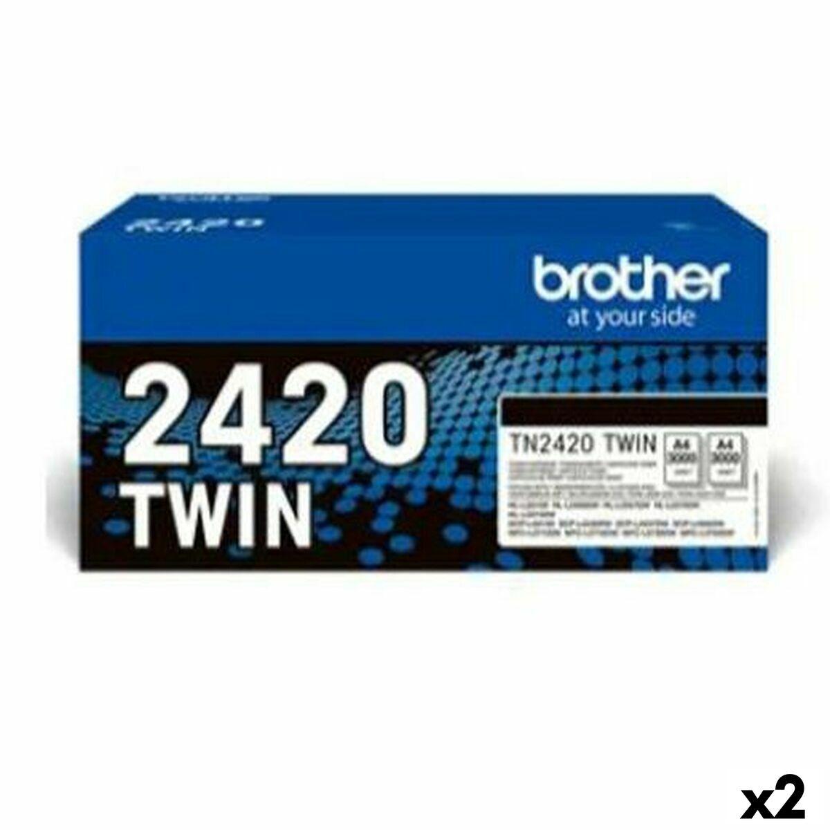 Brother Tn2420 Twin Sort Tonerpatron -pak 000 Sider Til Hl-l2310d 2350dw 2370dn 2375dw Og Mfc-l2710dw 2730dw 2750dw