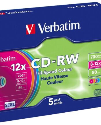 Cd-rw Skiver Verbatim 12x 700 Mb Farver   -pak