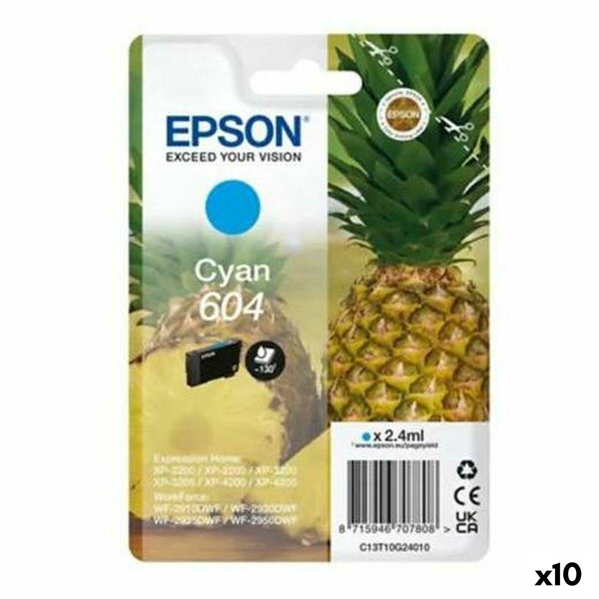 Epson 604 Cyan Original Blækpatron Pakke Med 10 Til Xp-2200 Wf-2910dwf