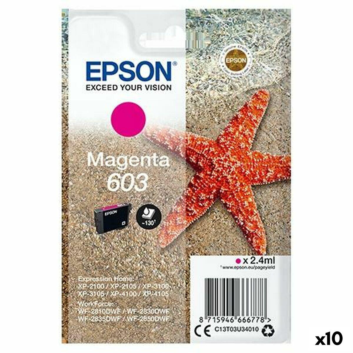 Epson 603 Magenta Original Blækpatron Pakke Med 10 Stk Xp-2100 3100 4100 Wf-2830dwf 2850dw
