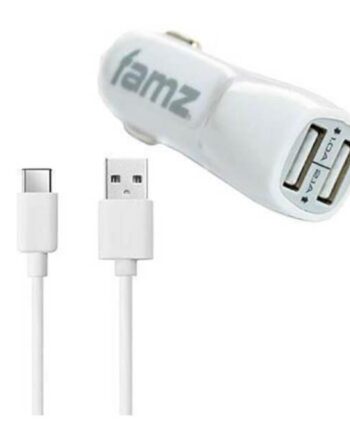Famz Biloplader Med Usb-  Og    Usb Hvid