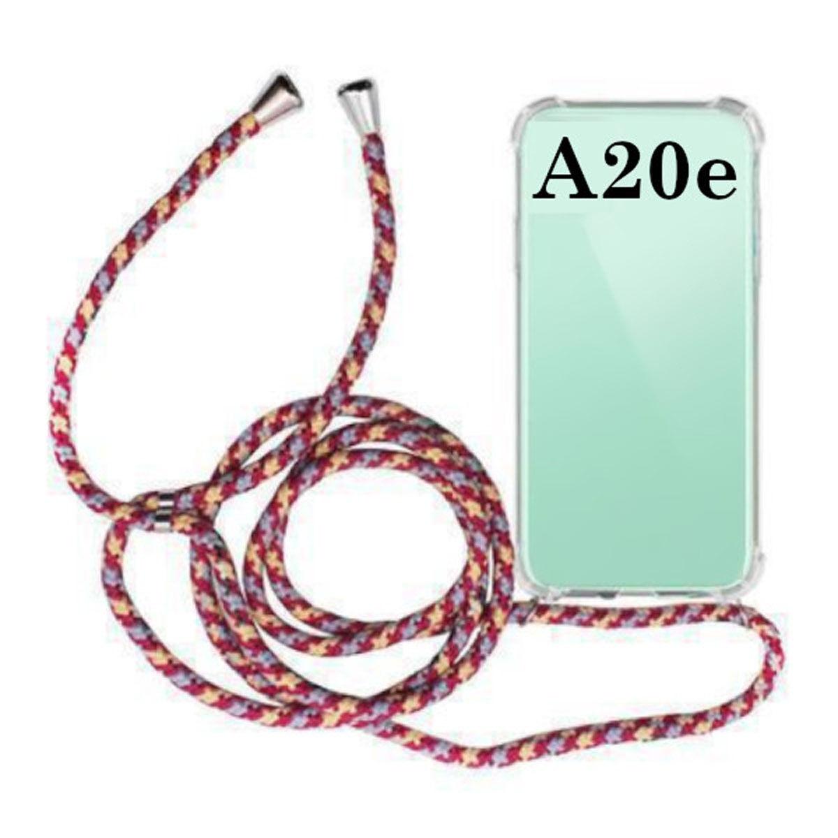 Mobilcover Med Snor Til Samsung Galaxy A20e Gennemsigtig Rød