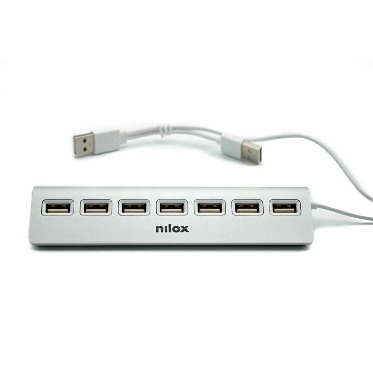Nilox Usb Hub Porte Usb Aluminium Sølv Grå