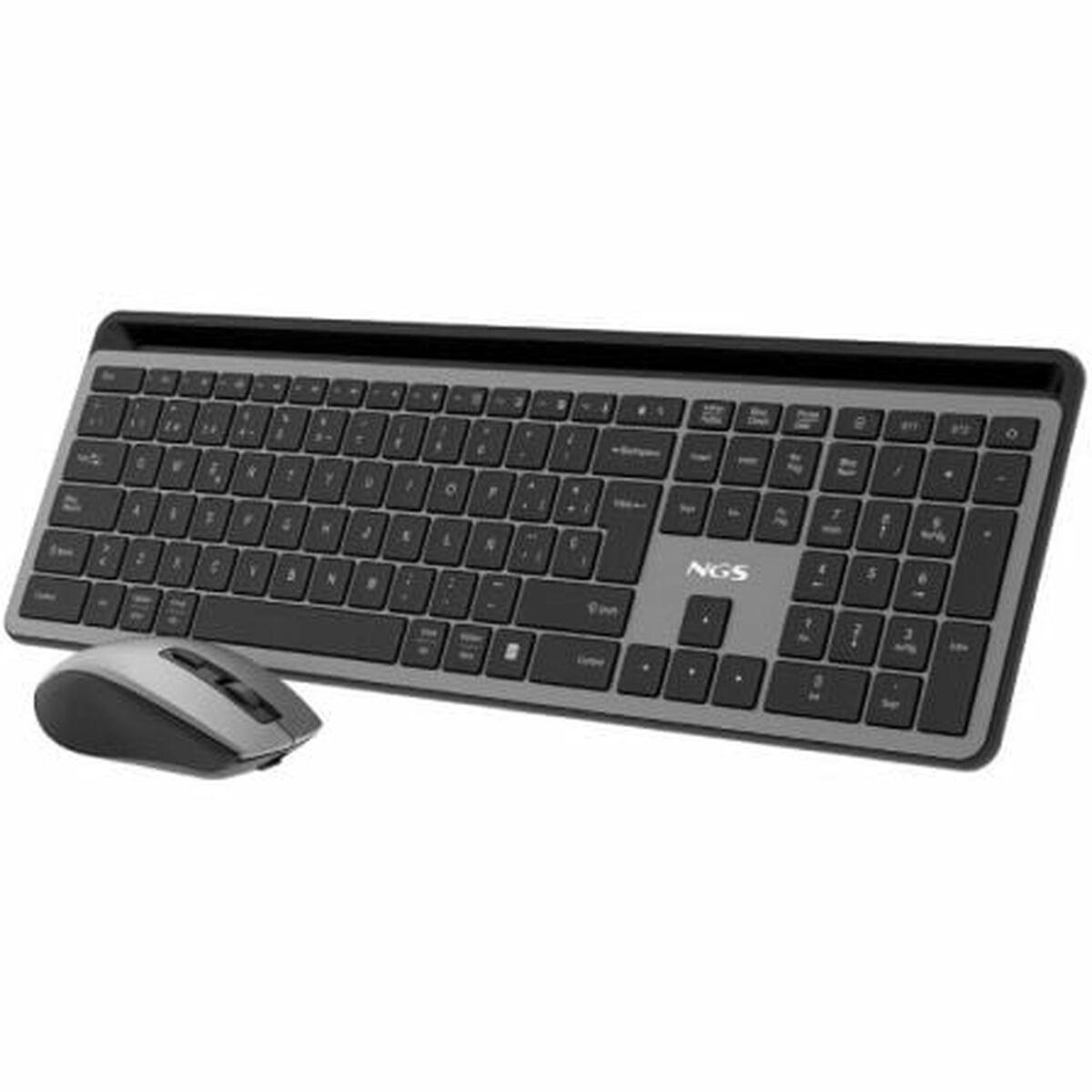 Tastatur Og Mus Trådløs Ngs Eclipsekit Sort Grå