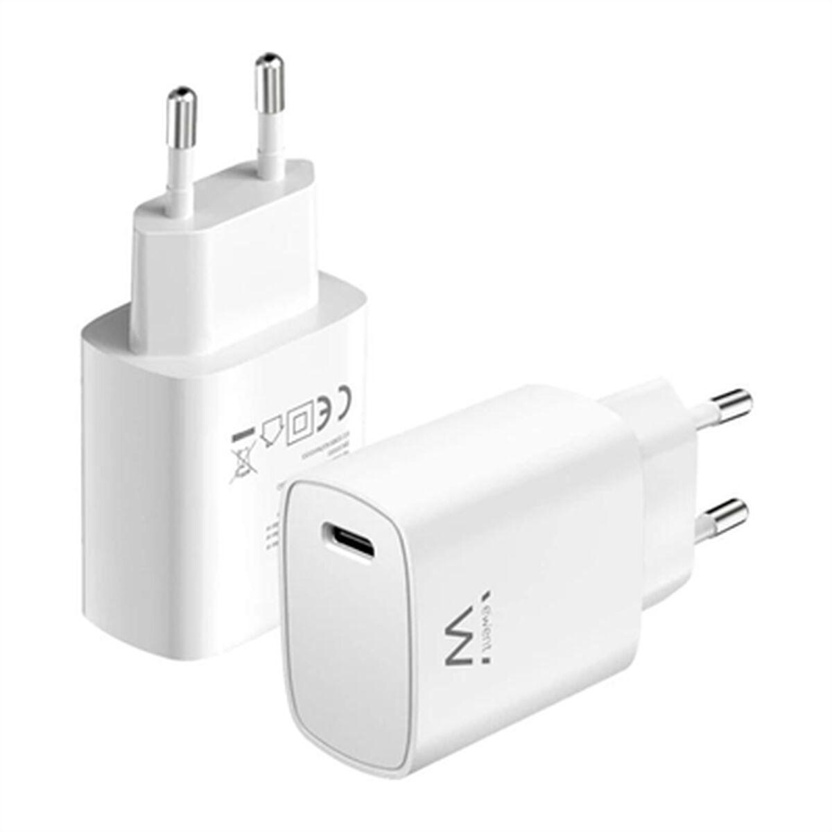 Usb- Vægoplader Ewent Ew1320 20 Hvid Eu-stik