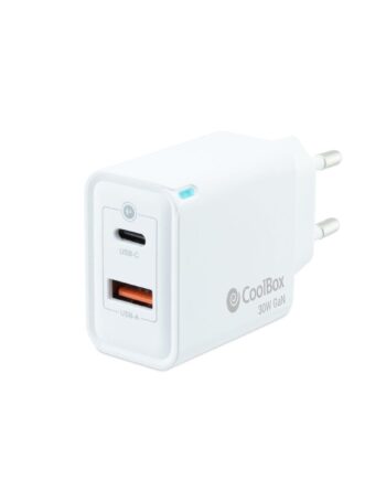 Vægoplader Coolbox Coo-cup-30ca Hvid 30   Gan Med Usb-  Og Usb-