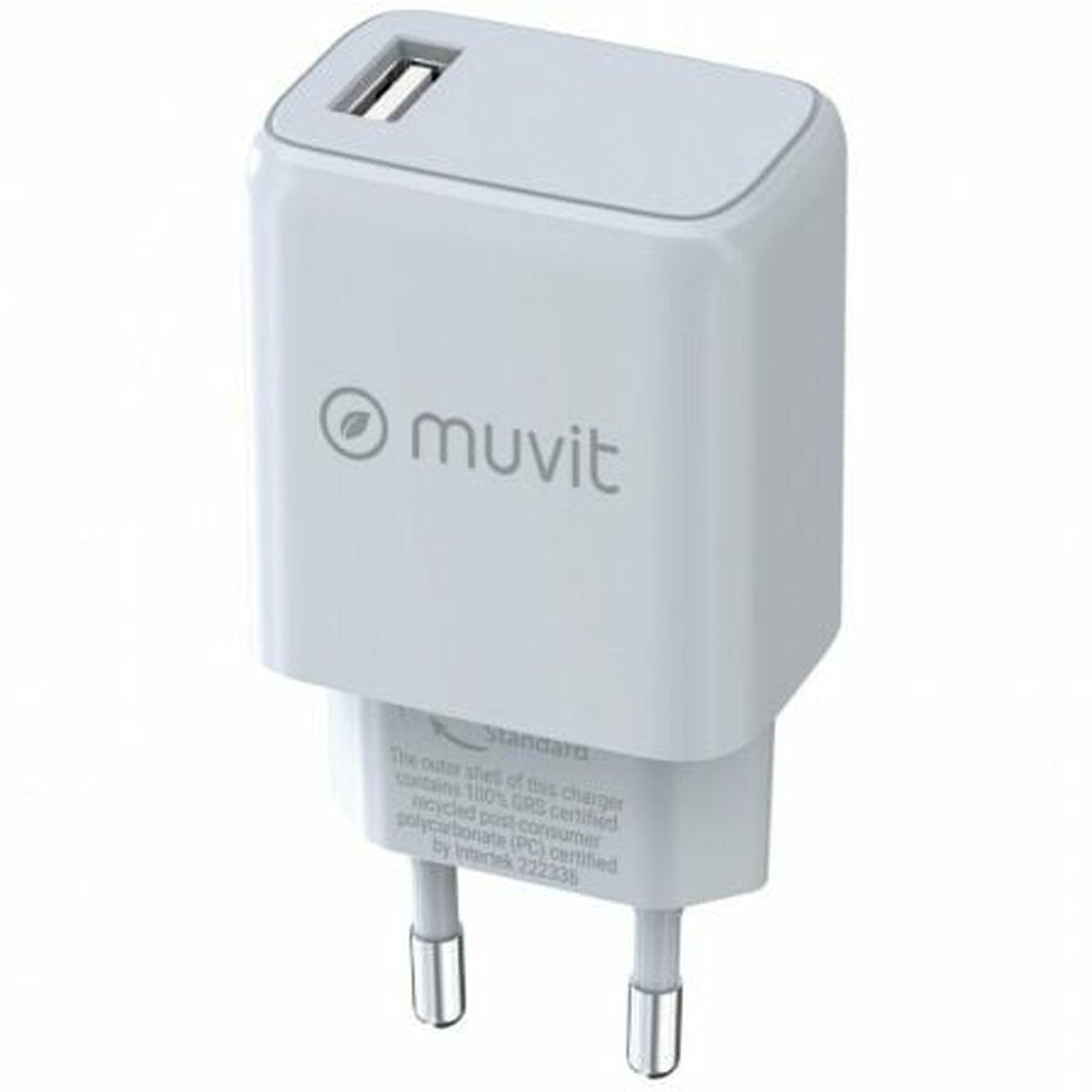 Vægoplader 15 Muvit Hvid Eu-stik Usb