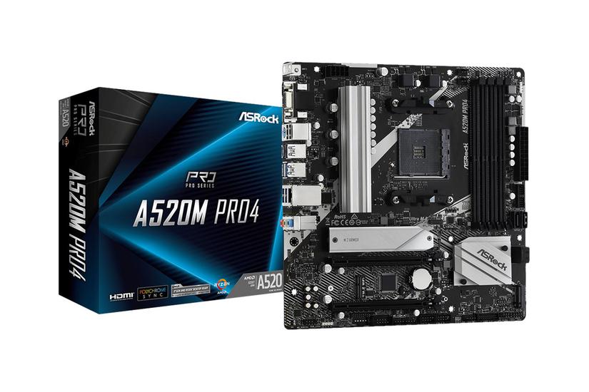 Asrock A520m Pro4 Bundkort Micro Atx Socket Am4 Amd A520