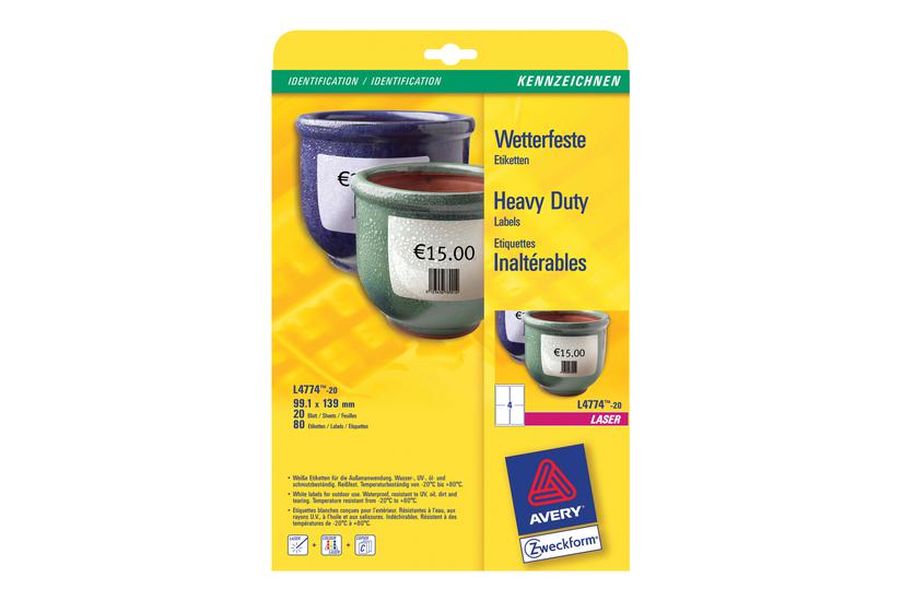 Avery Heavy Duty Laser Labels Etiketter 80 Etikette 99 139 Mm