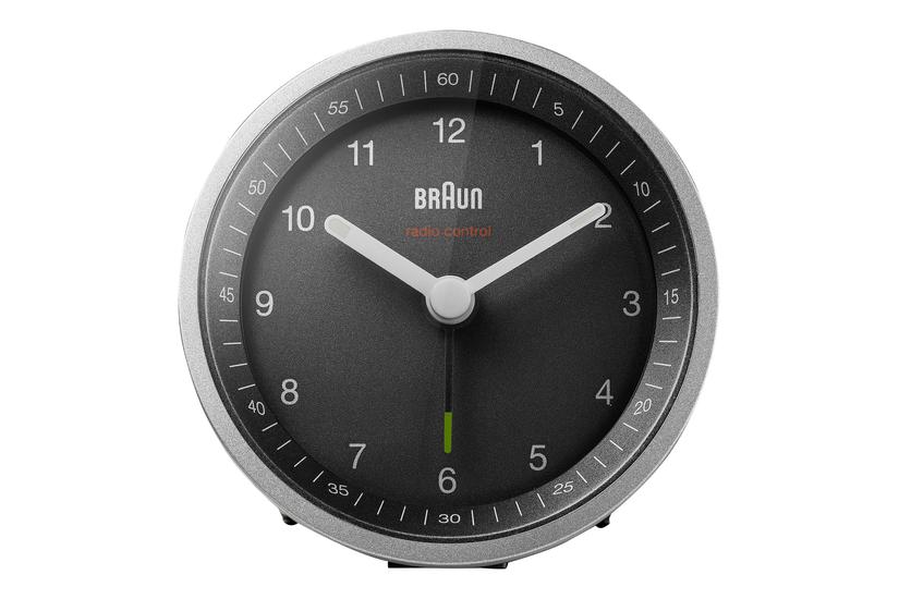 Braun Bc07 Alarmur Rund Kvarts Desktop Sølv Sort