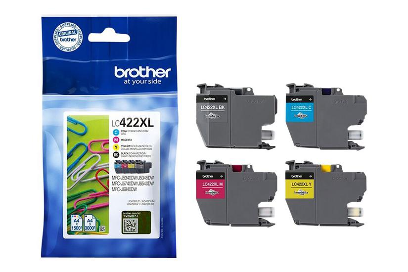 Brother Lc422 Multipack Pakker Højtydende Sort Gul Cyan Magenta Original Blækpatron