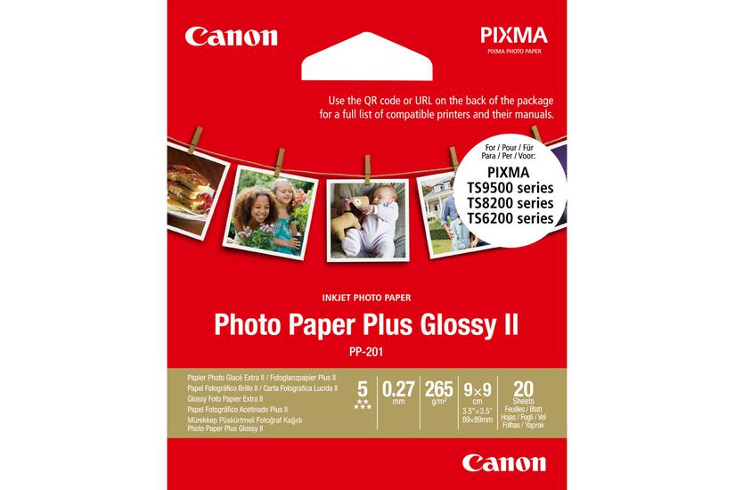 Canon Photo Paper Plus Glossy Ii Pp-201 Fotopapir Høj-skinnende 20 Ark 89 89 Mm 265
