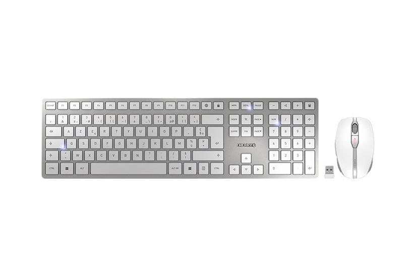 Cherry Dw 9100 Slim Sæt Med Mus Og Tastatur Azerty Fransk Hvid Sølv Indgangsudstyr