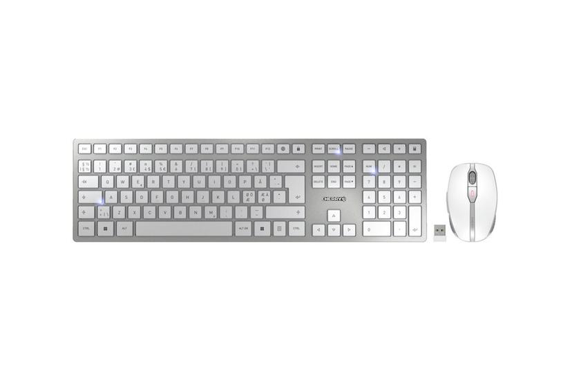 Cherry Dw 9100 Slim Sæt Med Mus Og Tastatur Pan Nordic Hvid Sølv Indgangsudstyr