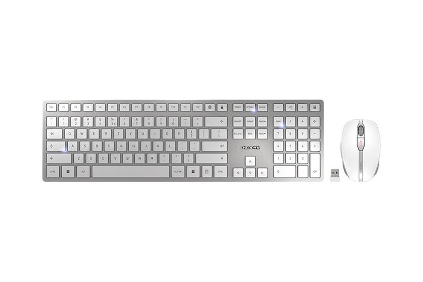 Cherry Dw 9100 Slim Sæt Med Mus Og Tastatur Usa Med Euro-symbol Hvid Sølv Indgangsudstyr