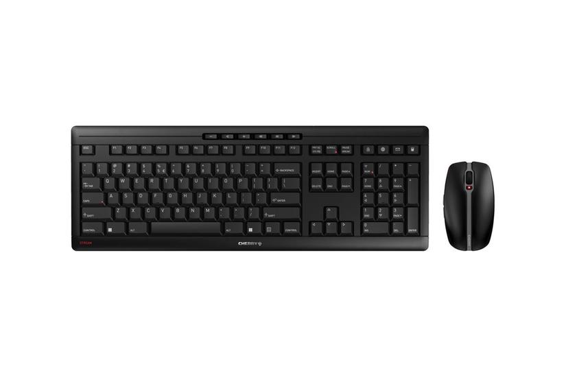 Cherry Stream Desktop Recharge Sæt Med Mus Og Tastatur Qwerty Usa Med Euro-symbol Sort Indgangsudstyr