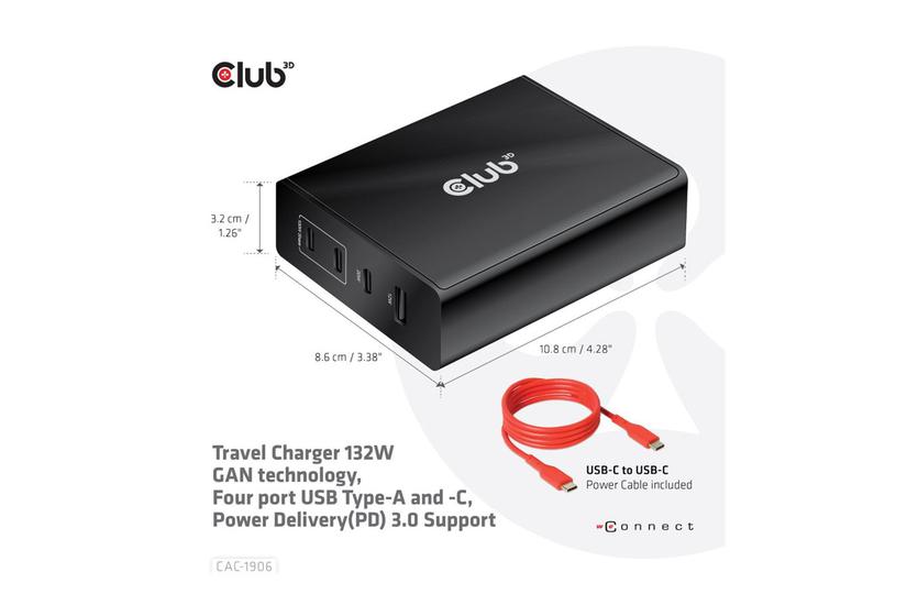 Club 3d Cac-1906 Strømforsyningsadapter 132 Watt