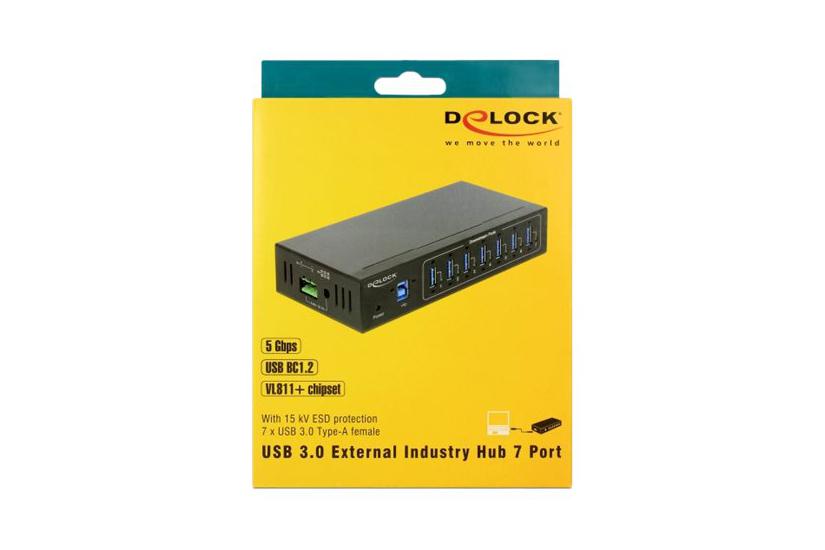 Delock External Industry Hub Usb Type- With 15 Kv Esd Protection Hub Porte