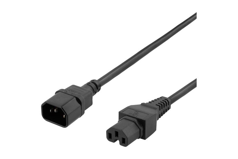 Deltaco Del-116b Forlængerkabel Til Strøm Iec 60320 C15 Til Iec 60320 C14