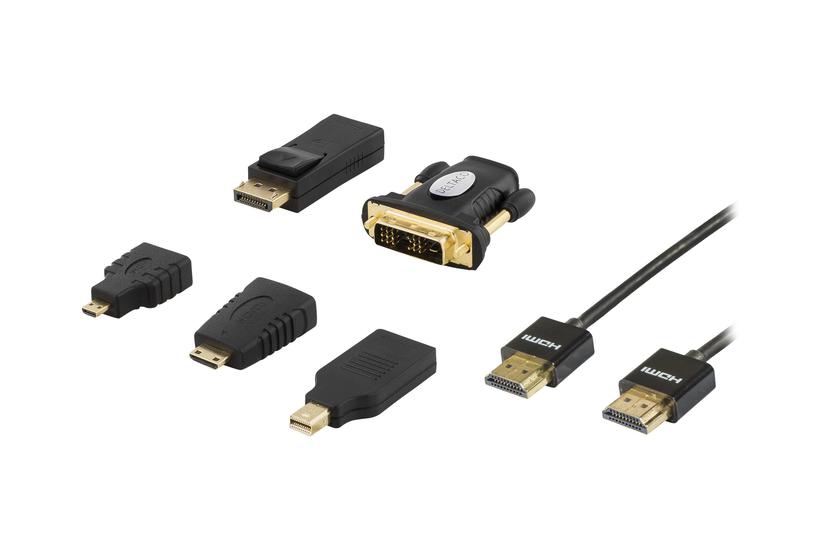 Deltaco Hdmi Til Displayport Dvi Adapter Kit 4k Sort