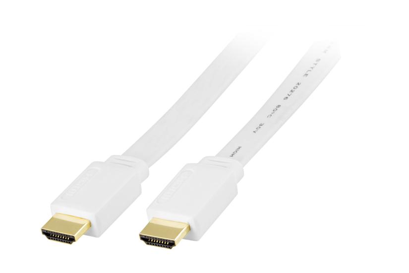 Deltaco Hdmi Til Hdmi Flad Med Ethernet Hvid