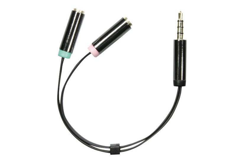 Deltaco Hovedsætadapter 5mm Jack Til 2x 5mm Jack Tynd Sort