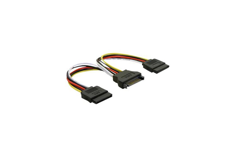 Deltaco Strømsplitter Sata Han Til 2x Sata Hun 10 Cm