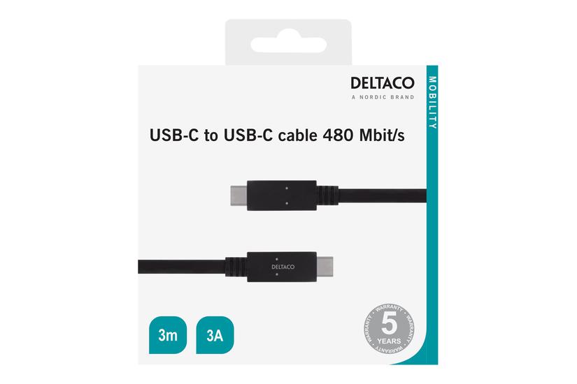Deltaco Usb Type- Kabel 24 Pin Usb- Til 24 Pin Usb-