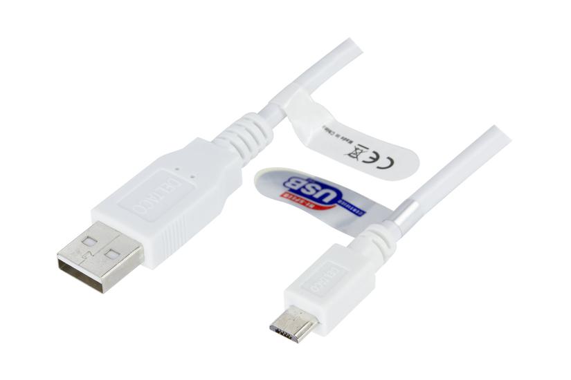Deltaco Usb-303w Usb-kabel Micro-usb Type Til Usb