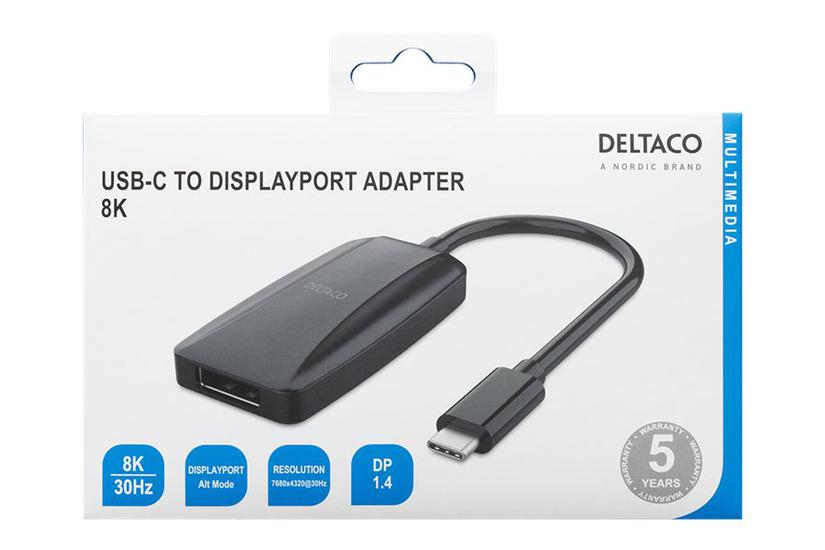 Deltaco Usb- Displayport Adapter 24 Pin Usb- Til Displayport