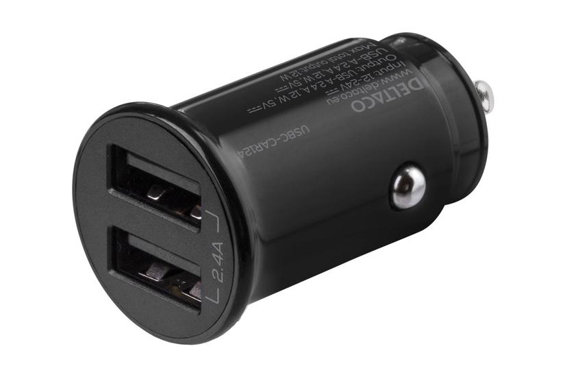 Deltaco Usb-car124 Bilstrømsadapter Usb 12 Watt