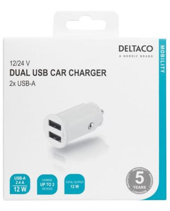 Deltaco Usb-car125 Bilstrømsadapter     Usb 12 Watt