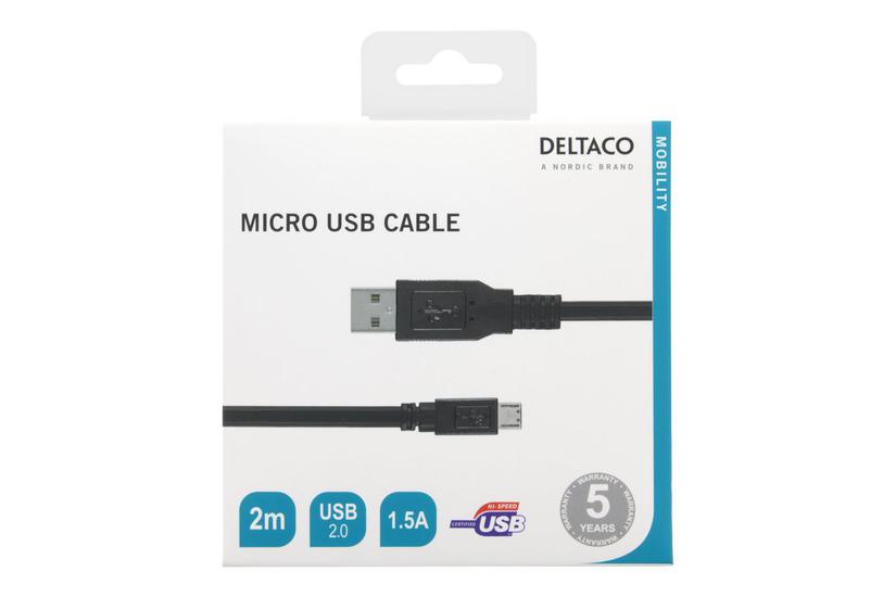 Deltaco Usb-kabel Micro-usb Type Til Usb