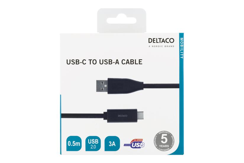 Deltaco Usbc-1003m Usb Type- Kabel Usb- Til Usb 50 Cm