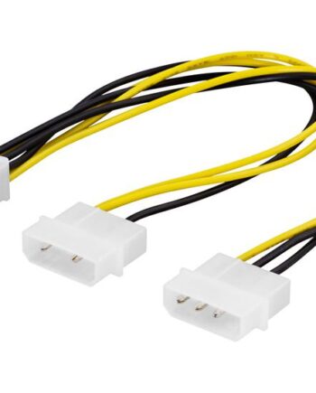 Deltaco 2x Molex Til   Pin Strømadapter 25 Cm