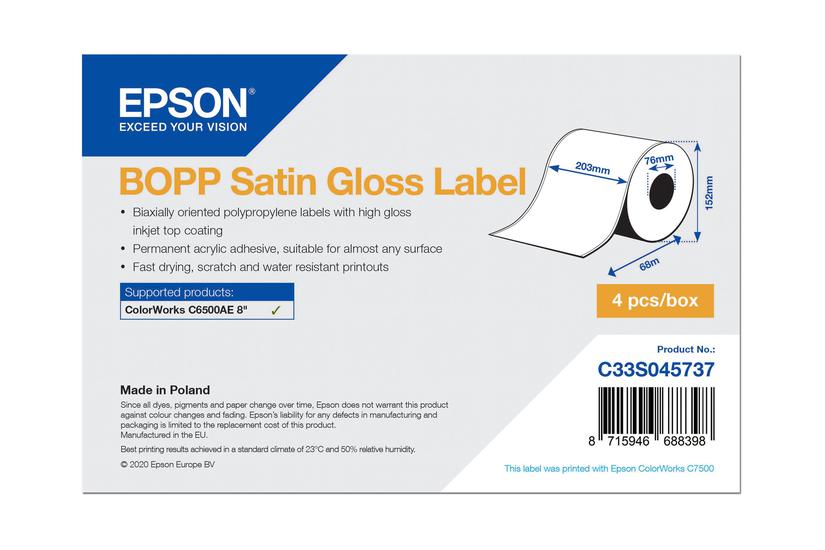 Epson Fortløbende Mærkater Skinnende Satin Rulle Rulle 20 Cm 68