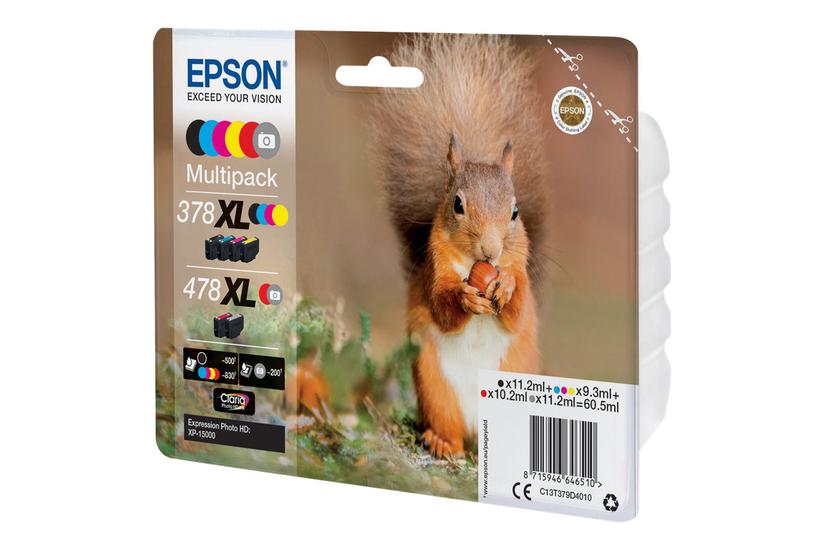 Epson 478 Multipack Pakker Høj Kapacitet Grå Sort Gul Cyan Magenta Rød Original Blækpatron