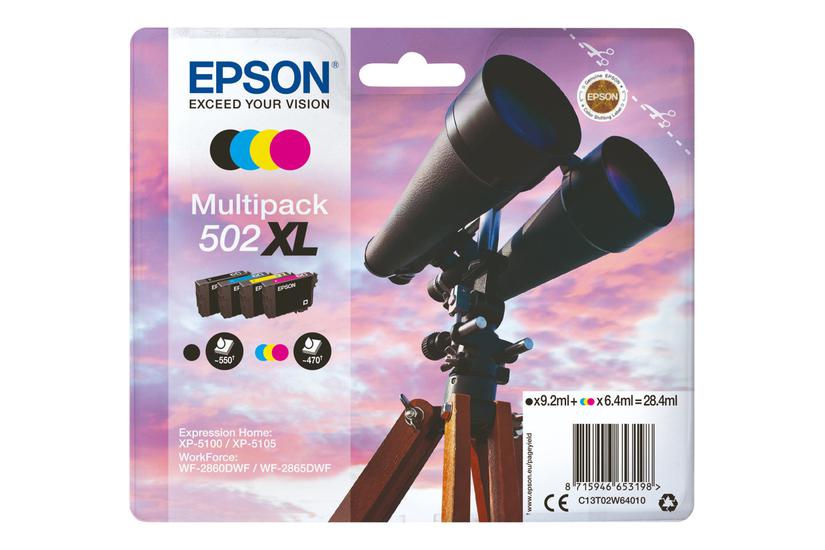 Epson 502 Multipack Pakker Pigmenteret Sort Gul Cyan Magenta Original Blækpatron