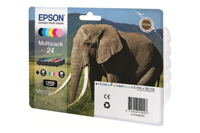 Epson 24 Multipack Pakker Sort Gul Cyan Magenta Lys Magenta Lys Cyan Original Blækpatron
