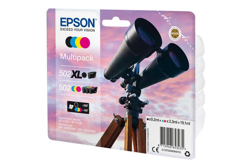 Epson 502 502 Multipack Pakker Sort Gul Cyan Magenta Original Blækpatron