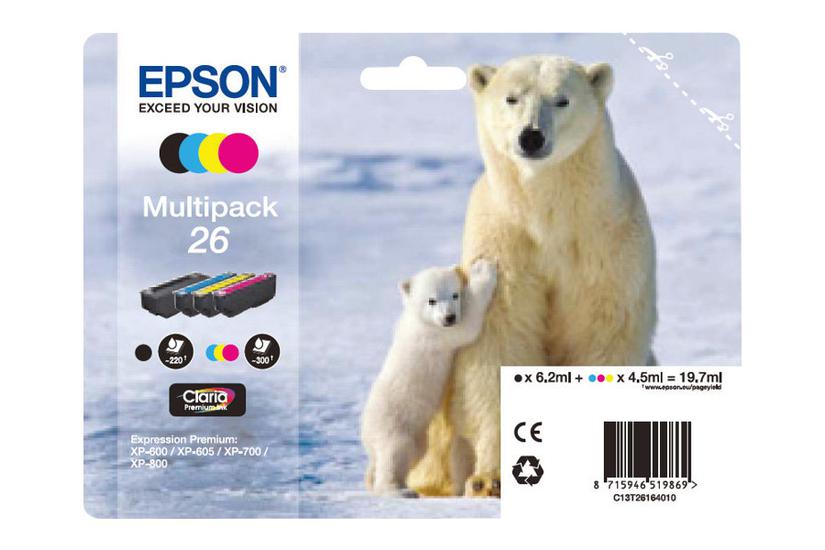 Epson 26 Multipack Pakker Sort Gul Cyan Magenta Original Blækpatron
