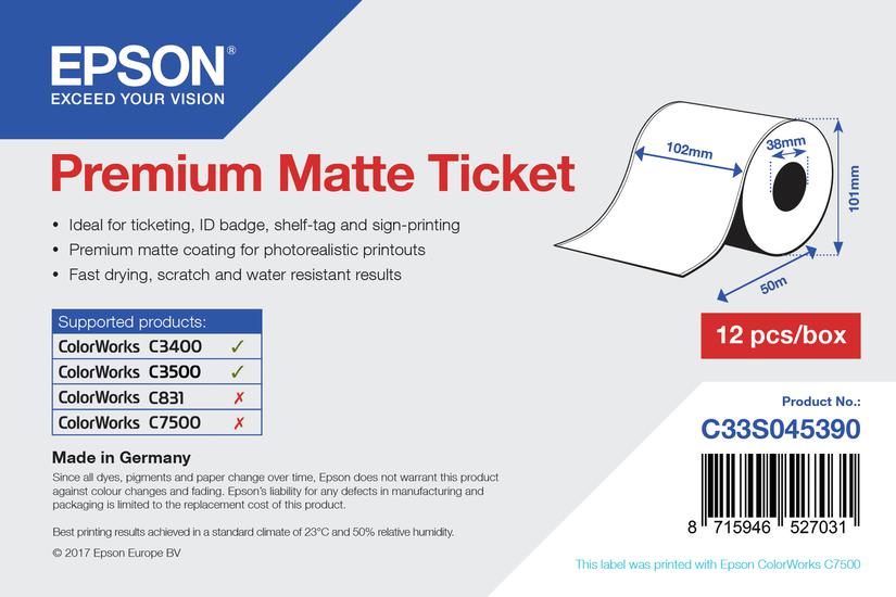 Epson Premium Billetter Mat Rulle Rulle 10 Cm 50