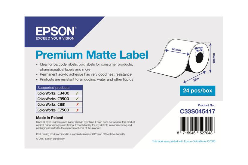 Epson Premium Mærkater Fortløbende Papir Mat Rulle Rulle Cm 35