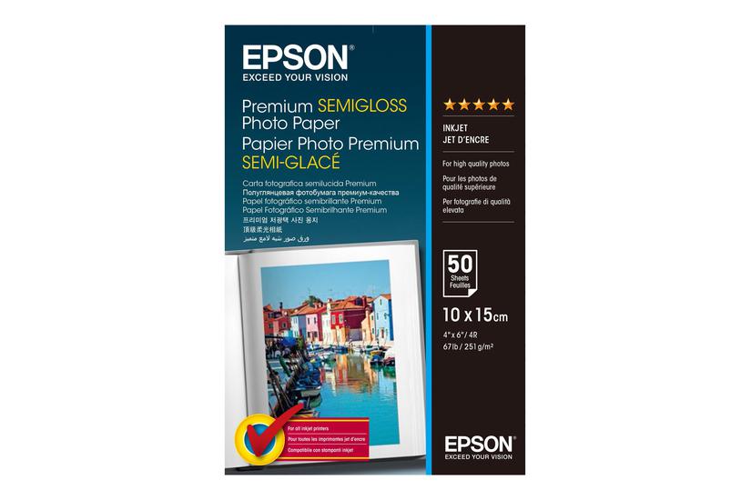Epson Premium Semigloss Photo Paper Fotopapir Semi-skinnende 50 Ark 100 150 Mm 251 Gsm