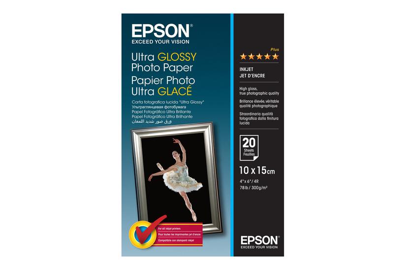 Epson Ultra Glossy Photo Paper Fotopapir Skinnende 20 Ark 100 150 Mm