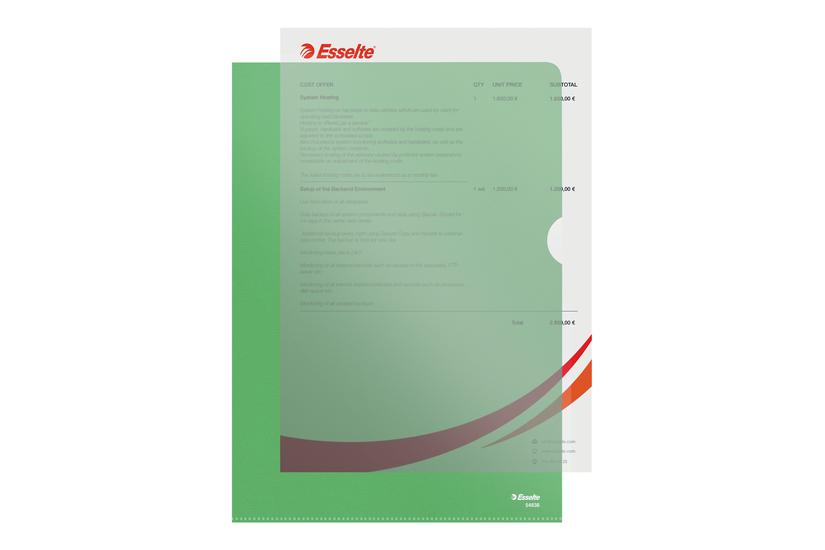 Esselte Standard Plus -formet Mappe For A4 Kapacitet: 40 Ark Gennemsigtig Grøn Pakke Med 100