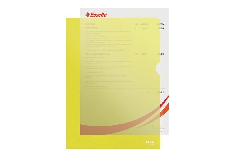 Esselte Standard Plus -formet Mappe For A4 Kapacitet: 40 Ark Gennemsigtig Gul Pakke Med 100