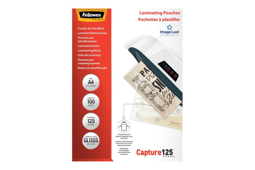 Fellowes Laminating Pouches Capture 125 Micron 100-pakke Blank A4 Laminerings Poser